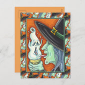 魔女食べの叫び声アイスクリームコーン、ハロウィーンH シーズンポストカード (正面/裏面)