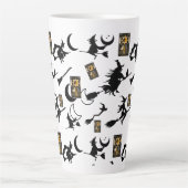 魔女魔法使い黒猫のムーンブルームスティック カフェラテマグ (正面)