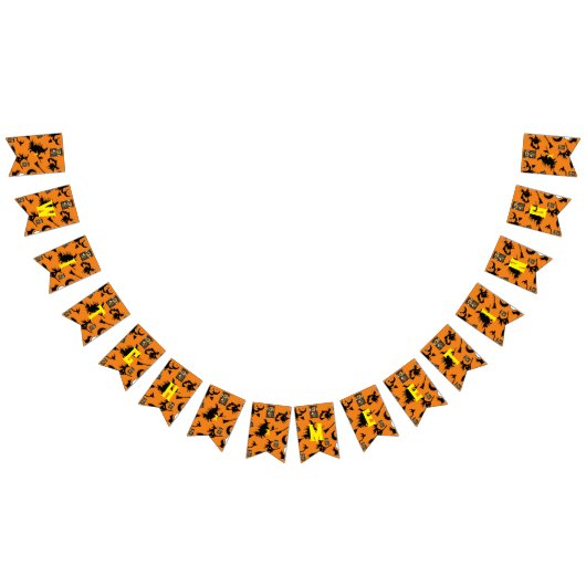 魔女魔法使い黒猫のムーンブルームスティック バンティングフラッグ (全)