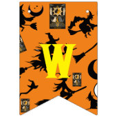 魔女魔法使い黒猫のムーンブルームスティック バンティングフラッグ (第2の旗)