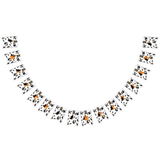 魔女魔法使い黒猫のムーンブルームスティック バンティングフラッグ (全)