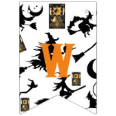 魔女魔法使い黒猫のムーンブルームスティック バンティングフラッグ (第2の旗)