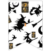 魔女魔法使い黒猫のムーンブルームスティック バンティングフラッグ (第1の旗)