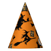 魔女魔法使い黒猫のムーンブルームスティック パーティーハット (正面)