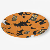 魔女魔法使い黒猫のムーンブルームスティック ペーパープレート (アングル)