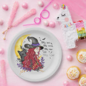 魔女黒猫と三日月 ペーパープレート (パーティー)