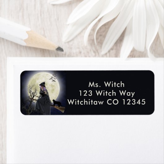 魔女黒猫と満月 ラベル (インサイチュ)