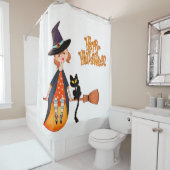 魔女黒猫ハッピーハローウィン シャワーカーテン (インサイチュ)