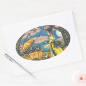 魔女黒猫ベビー乳母車シール付シート楕円形 楕円形シール (封筒)