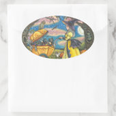 魔女黒猫ベビー乳母車シール付シート楕円形 楕円形シール (バッグ)