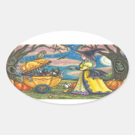 魔女黒猫ベビー乳母車シール付シート楕円形 楕円形シール