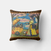 魔女黒猫ベビー乳母車ハロウィン装飾用クッション クッション (裏面)