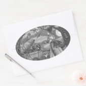 魔女黒猫乳母車ゴシックのステッカーシート楕円 楕円形シール (封筒)