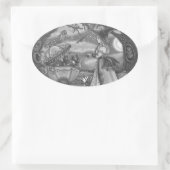 魔女黒猫乳母車ゴシックのステッカーシート楕円 楕円形シール (バッグ)