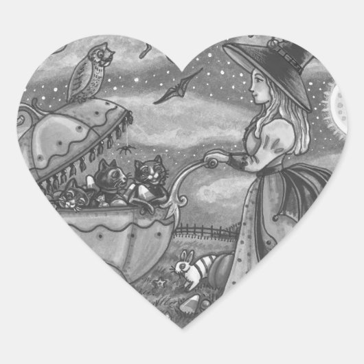 魔女黒猫乳母車ゴシックシール用シートハート ハートシール (正面)