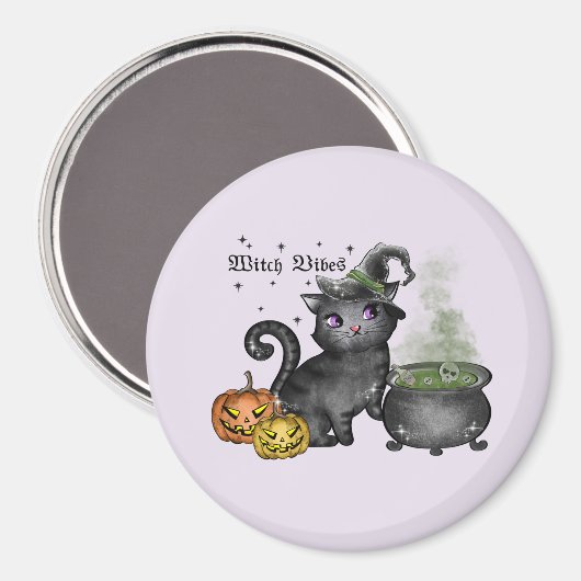 魔女黒猫 | Witch Vibes マグネット (正面/裏面)