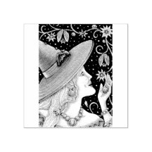 魔女&こうもりつる植物ハロウィーンゴムスタンプ