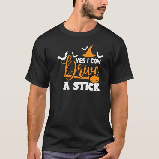 魔女、こうもり、ブルーム – YesPにスティックを駆動できる Tシャツ (正面)