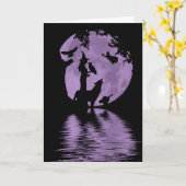 魔女、オオカミ、フクロウ黒猫のハロウィーンカード カード (黄色い花)