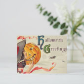 魔女&カボチャ(ヴィンテージハロウィンカード) ポストカード (スタンド正面)