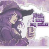魔女、コーヒーが欲しい シール (正面)