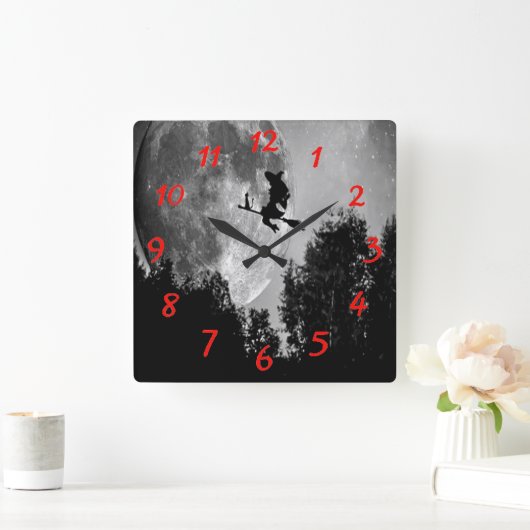 魔女 スクエア壁時計 (ホーム)