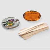 魔女、ネコ、こうもり、カボチャ、ハッピーハローウィン! ハンドファン (組立なし)