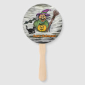 魔女、ネコ、こうもり、カボチャ、ハッピーハローウィン! ハンドファン (正面)