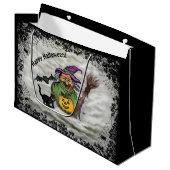 魔女、ネコ、こうもり、カボチャ、ハッピーハローウィン! ラージペーパーバッグ (正面アングル)