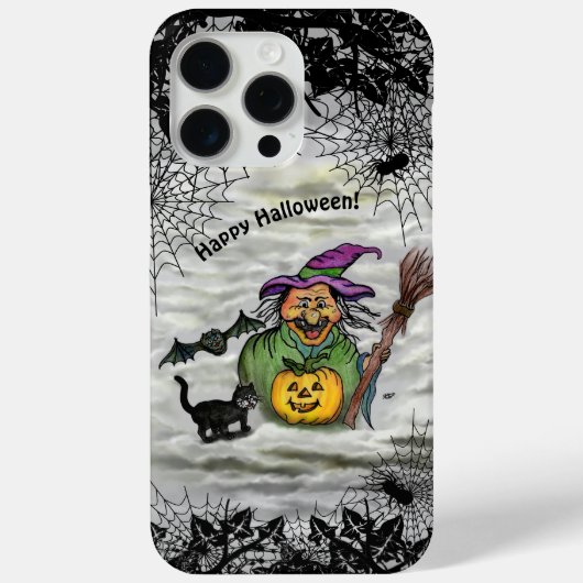 魔女、ネコ、こうもり、カボチャ、ハッピーハローウィン! Case-Mate iPhoneケース (裏面)