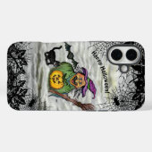 魔女、ネコ、こうもり、カボチャ、ハッピーハローウィン! Case-Mate iPhoneケース (裏面 (横))