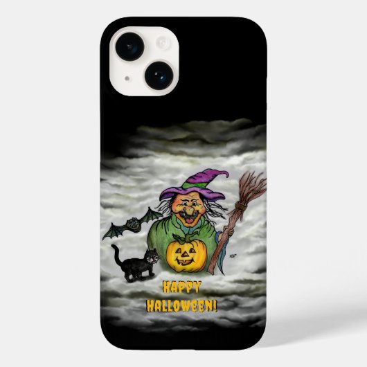 魔女、ネコ、こうもり、カボチャ、ハッピーハローウィン! Case-Mate iPhoneケース (裏面)