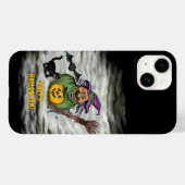 魔女、ネコ、こうもり、カボチャ、ハッピーハローウィン! Case-Mate iPhoneケース (裏面 (横))