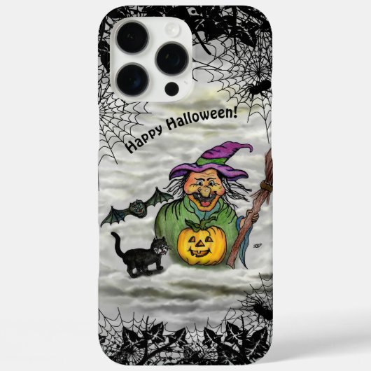 魔女、ネコ、こうもり、カボチャ、ハッピーハローウィン! Case-Mate iPhoneケース (裏面)