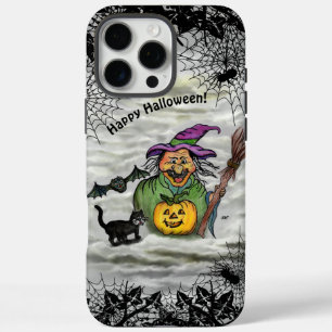 魔女、ネコ、こうもり、カボチャ、ハッピーハローウィン! iPhone 16 PRO MAXケース