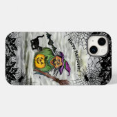 魔女、ネコ、こうもり、カボチャ、ハッピーハローウィン! Case-Mate iPhoneケース (裏面 (横))