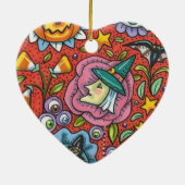 魔女、ネコ、幽霊、ハロウィンカラフルフォーク園 セラミックオーナメント (裏面)