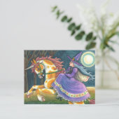 魔女&ハロウィーンユニコーン,黒猫ファンタジー馬 シーズンポストカード (スタンド正面)