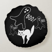 魔女&ムーン&キャット&カボチャ&幽霊たち枕 ラウンドクッション (裏面)