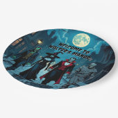 魔女、ヴァンパイア、ドラキュラとミイラハローウィンパーティ ペーパープレート (アングル)