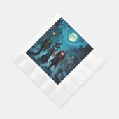 魔女、ヴァンパイア、ドラキュラとミイラハローウィンパーティ 縁ありランチョンナプキン (角)