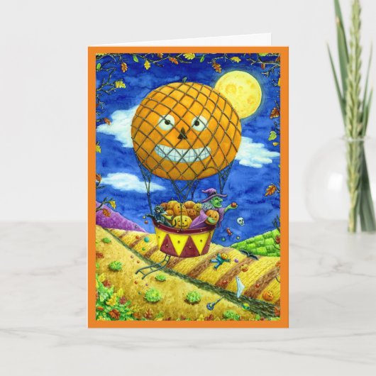 魔女、熱気球の黒猫フォークアートバース シーズンカード (正面)