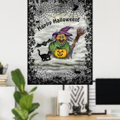 魔女、猫、コウモリ と かぼちゃ、ハッピー ハロウィン！ ポスター (ホームオフィス)