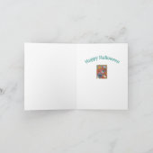 魔女、猫、幽霊、カラフルなハロウィンの民俗庭園 シーズンカード (内部)