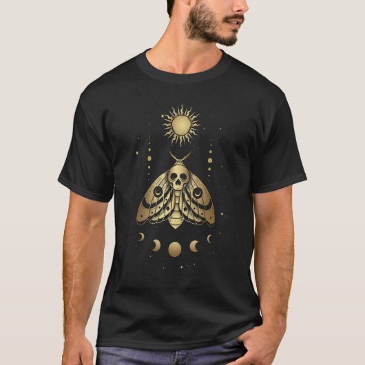 魔女 蝶 死の蛾 ゴス 蛾 太陽と月 Tシャツ (正面)