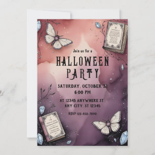 魔女,蝶,魔導書,ハロウィーン招待状 招待状