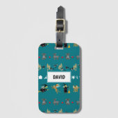 魔女、飛んでいる猿、緑の小さな犬 ラゲッジタグ (正面縦)