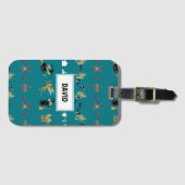 魔女、飛んでいる猿、緑の小さな犬 ラゲッジタグ (正面横)