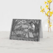 魔女、黒猫ベビー乳母車、グリーティングカー空白のド カード (黄色い花)