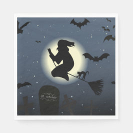 魔女、黒猫、こうもり スタンダードランチョンナプキン